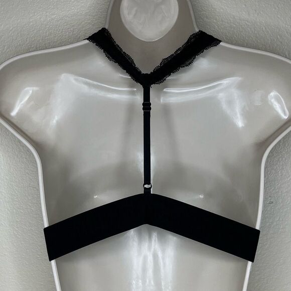Pink Victorias Secret Black Lace Bralette Racer Halter T Back Women Size Small - Picture 5 of 16